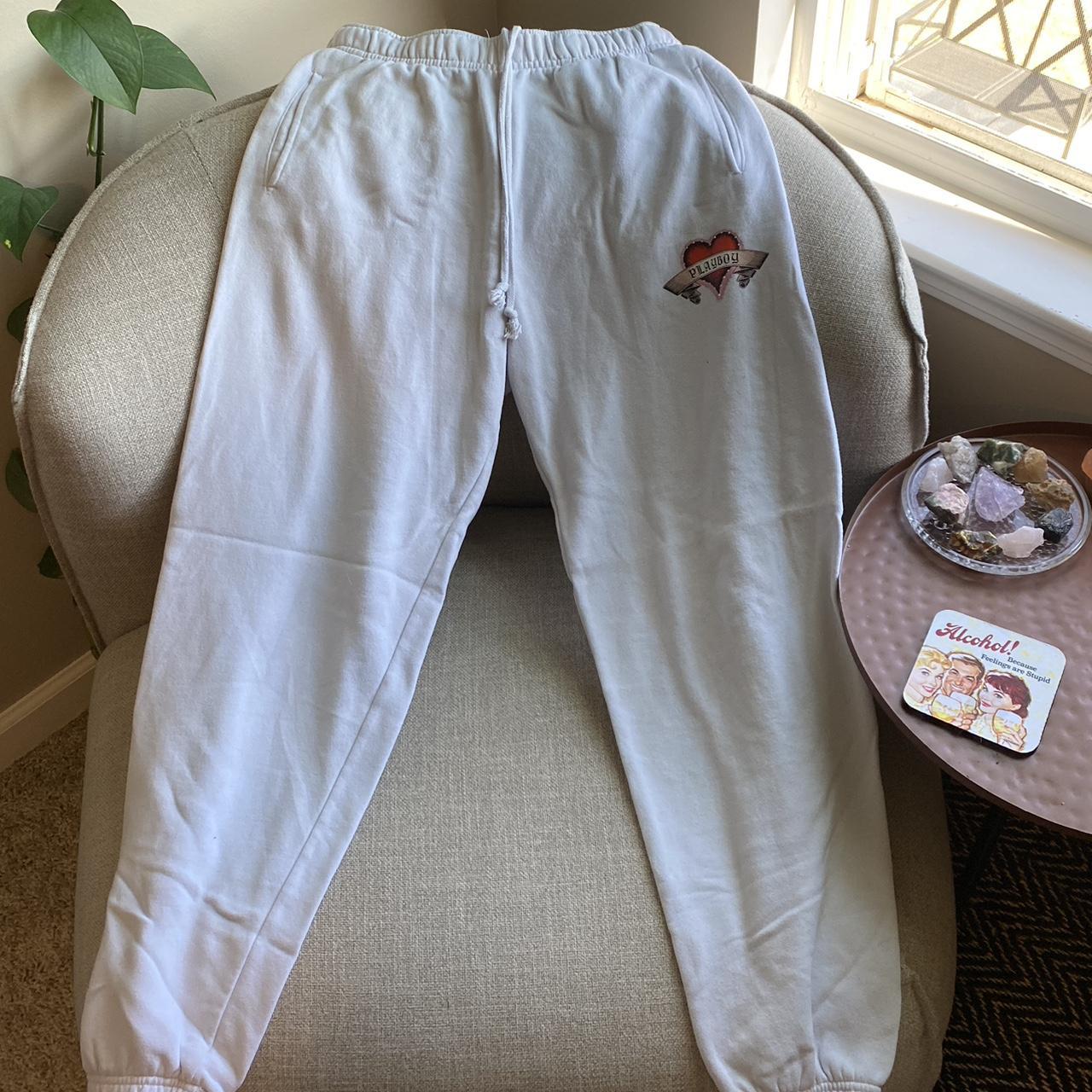 White and pink playboy joggers sale