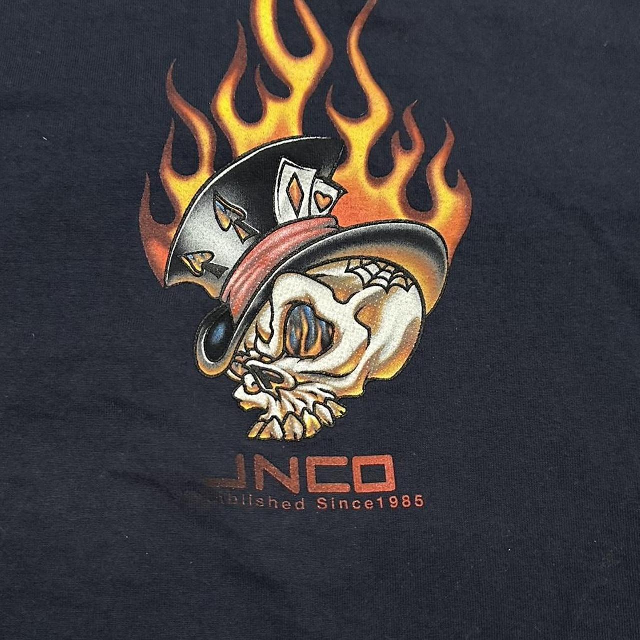 Vintage JNCO Jeans T-shirt Skull Flames Cards Made...