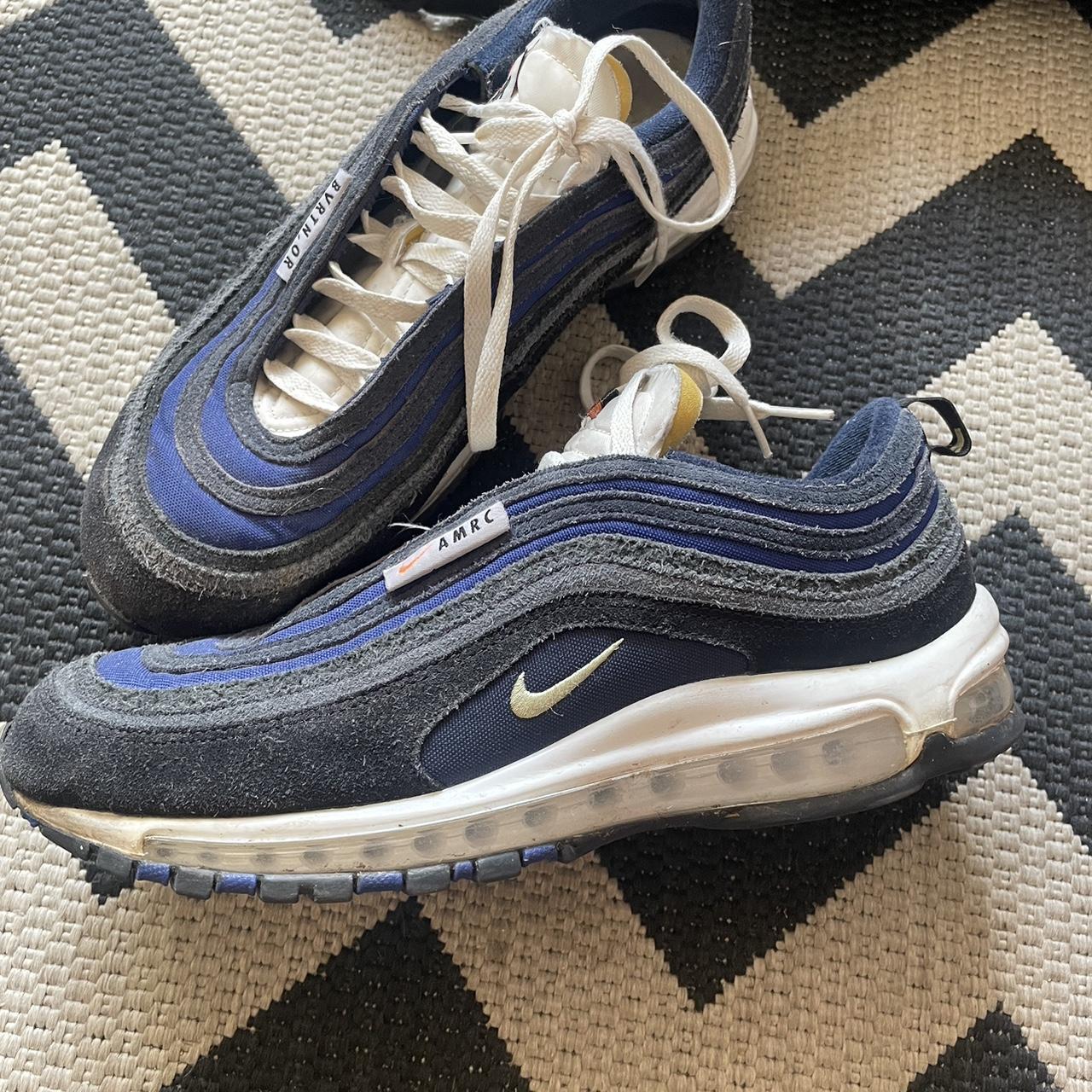 Nike black and Blue Air Max 97s Size 10 Worn only a... - Depop