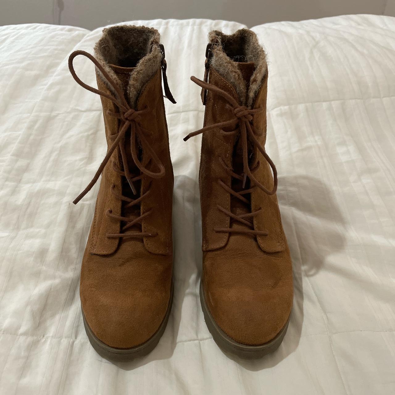 7.5 Brown Zip Up Combat Boots Brand New - Depop