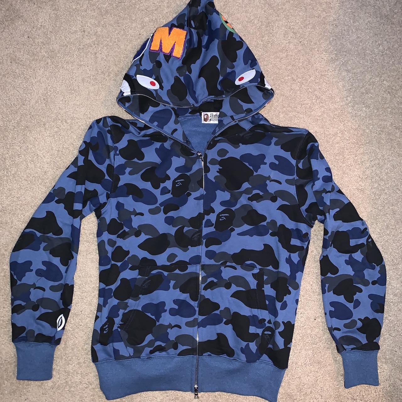 Bape navy Camo hoodie - Depop