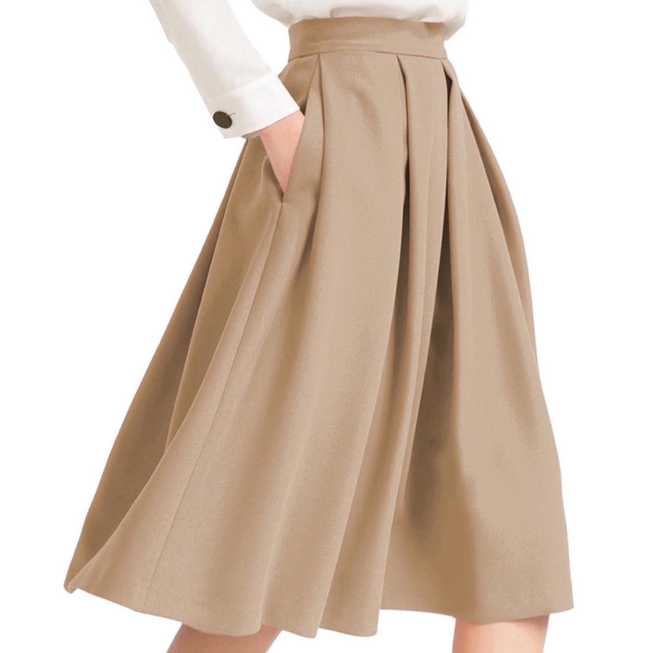 Womens khaki shop skirt knee length