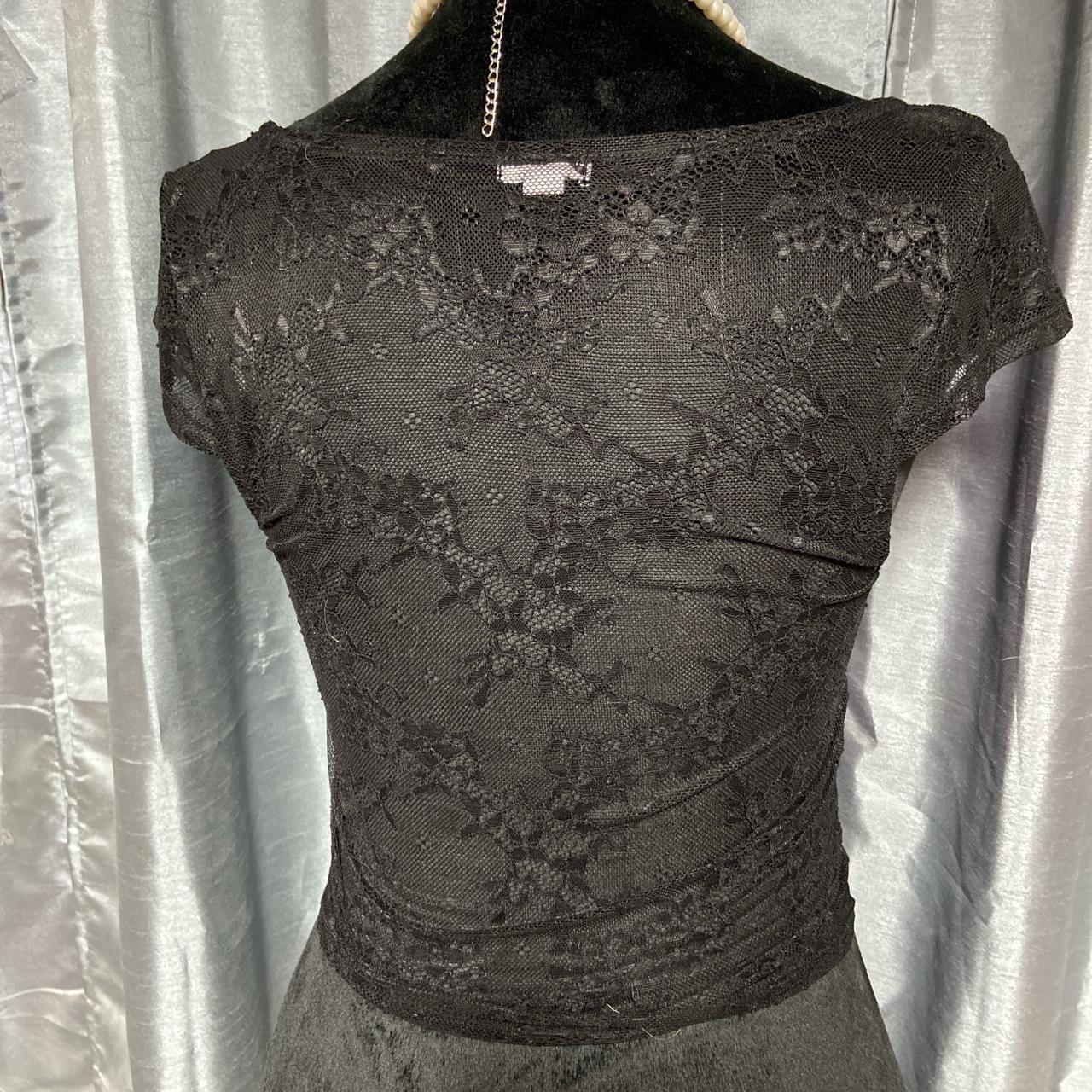 Black mesh see through lace top from Garage... - Depop