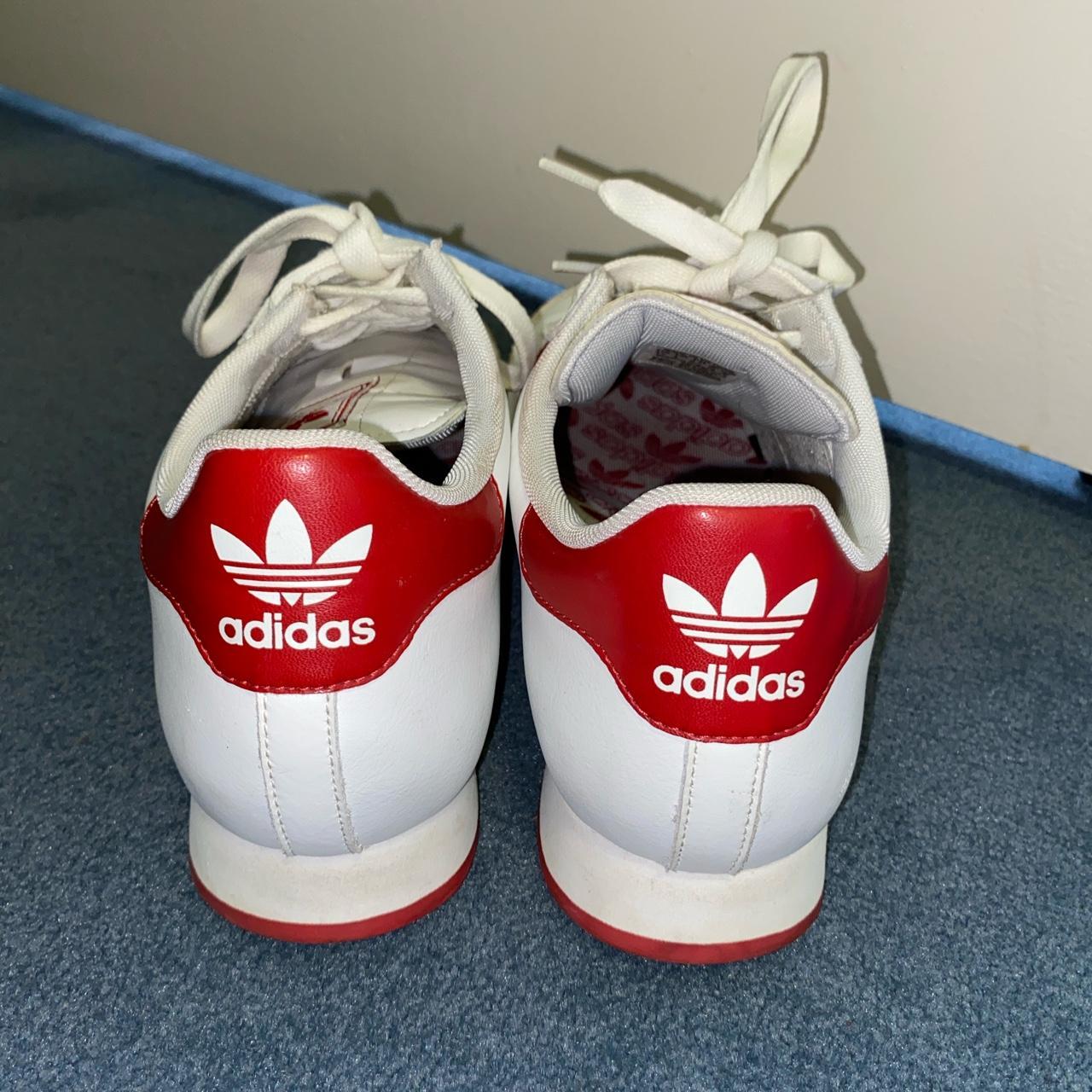 White and red Adidas Samoa sneakers. US Men’s 9 1/2. - Depop