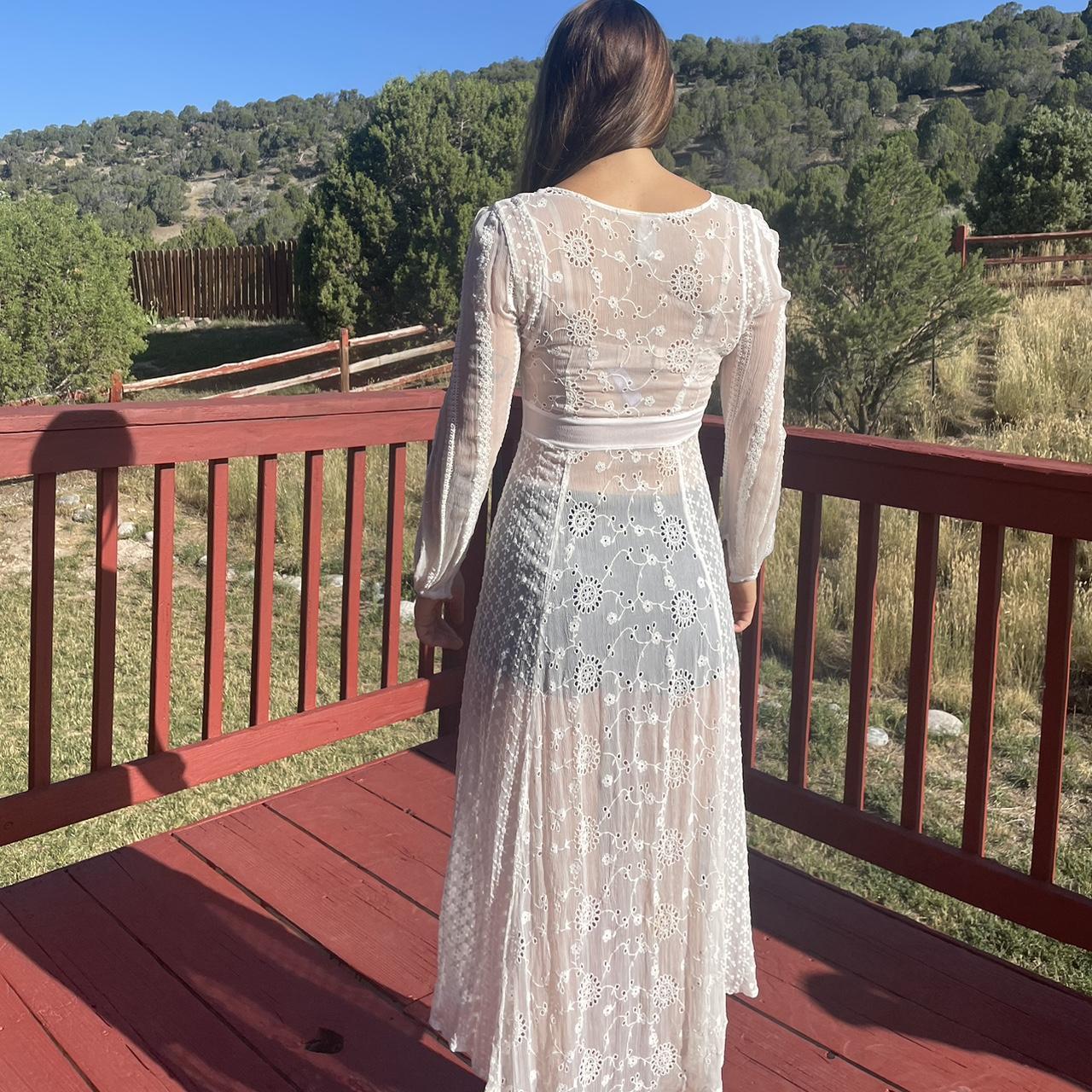 Free People Sheer White Lace Dress Depop