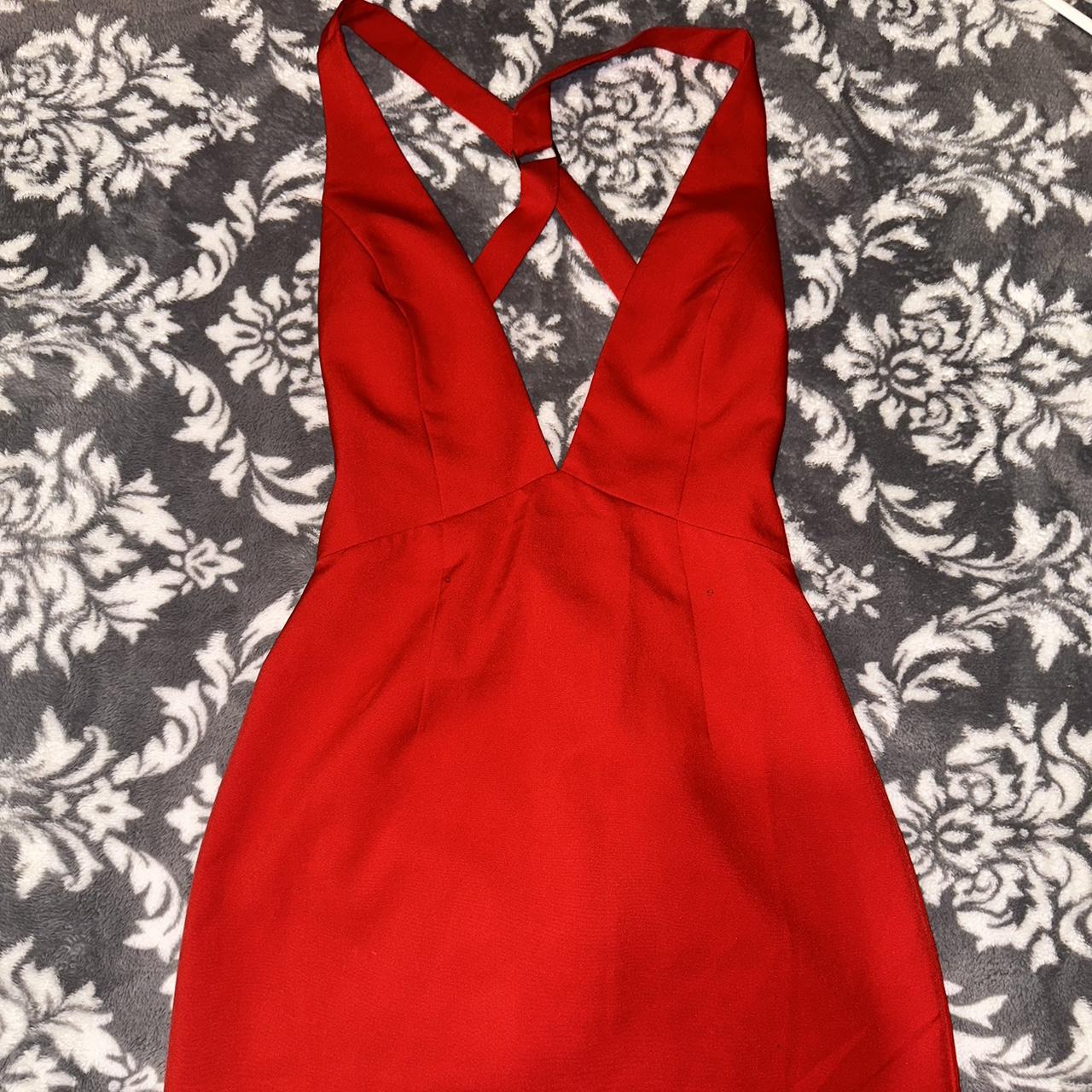 NBD shops red open back mini dress