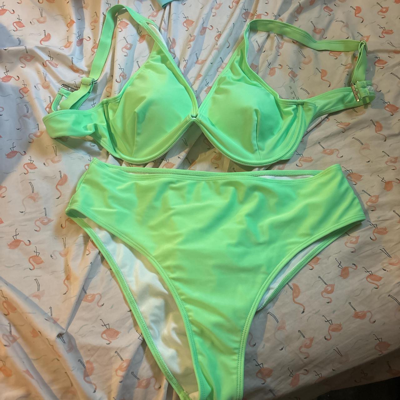 bikini top shein neon green bikini
