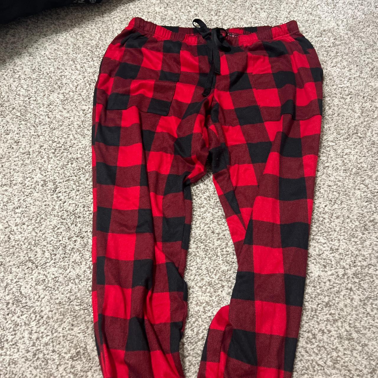 Red and black plaid pajama pants - Depop