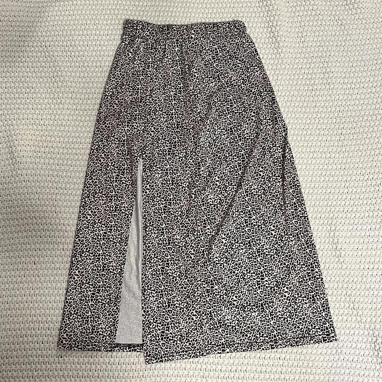 long slit silk cheetah skirt - Depop