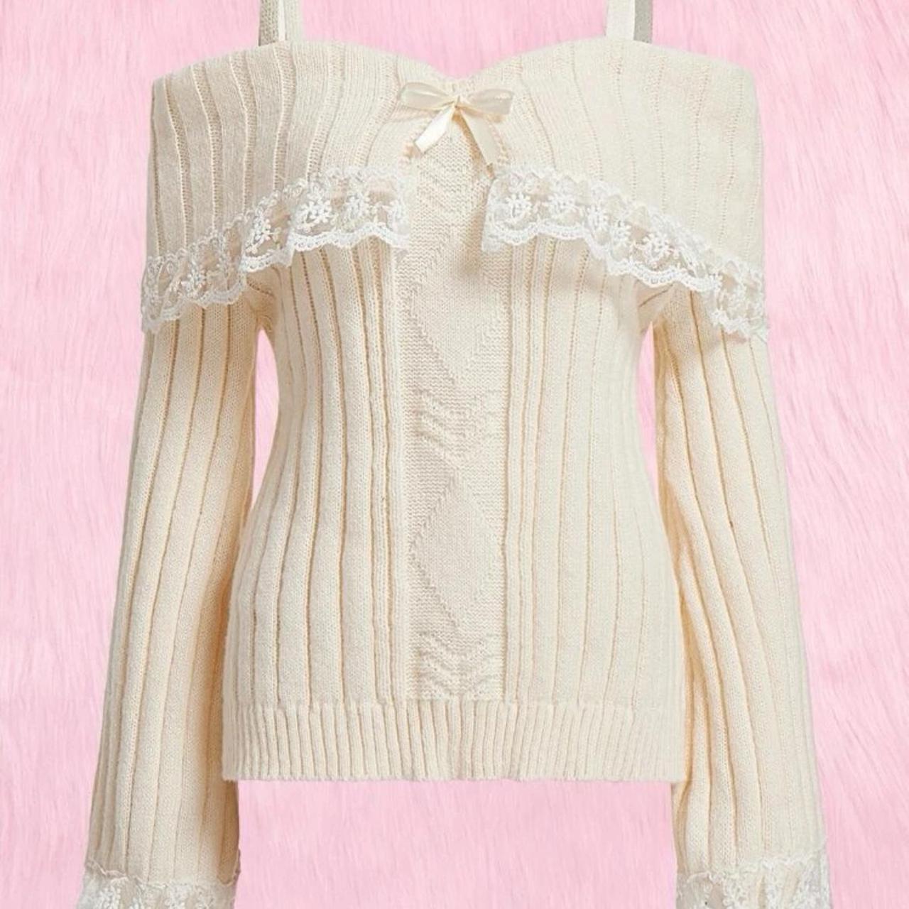 Plus cold shoulder contrast lace online sweater