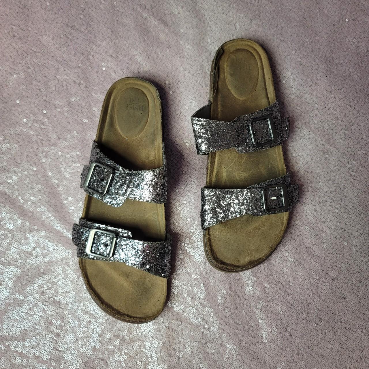 Silver Glitter Birkenstock Knockoffs Brand