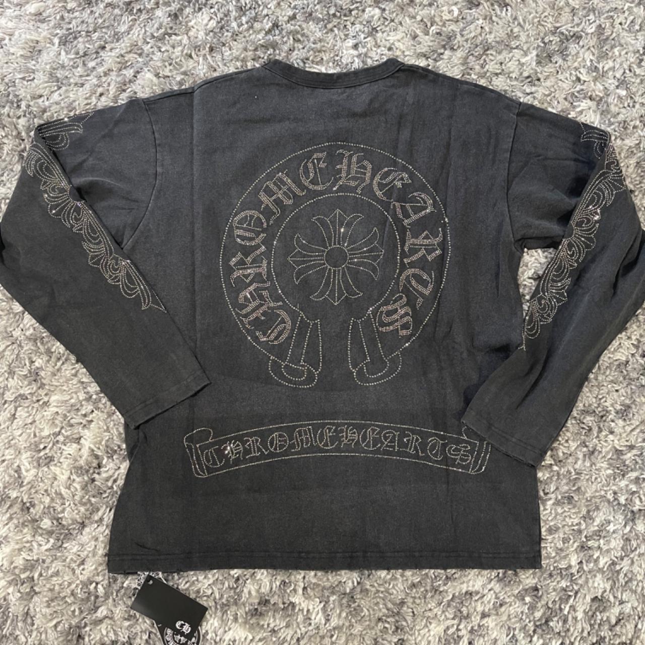 Chrome hearts long sleeve shirt black on black... - Depop