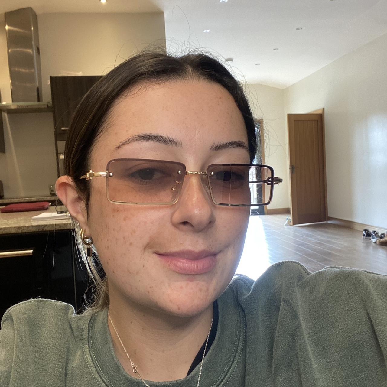 Rectangular Framed Sunglasses Brown /... Depop