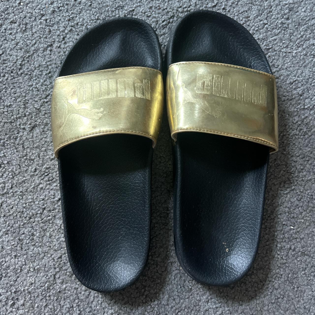 Black and gold puma slides I used to use these Depop