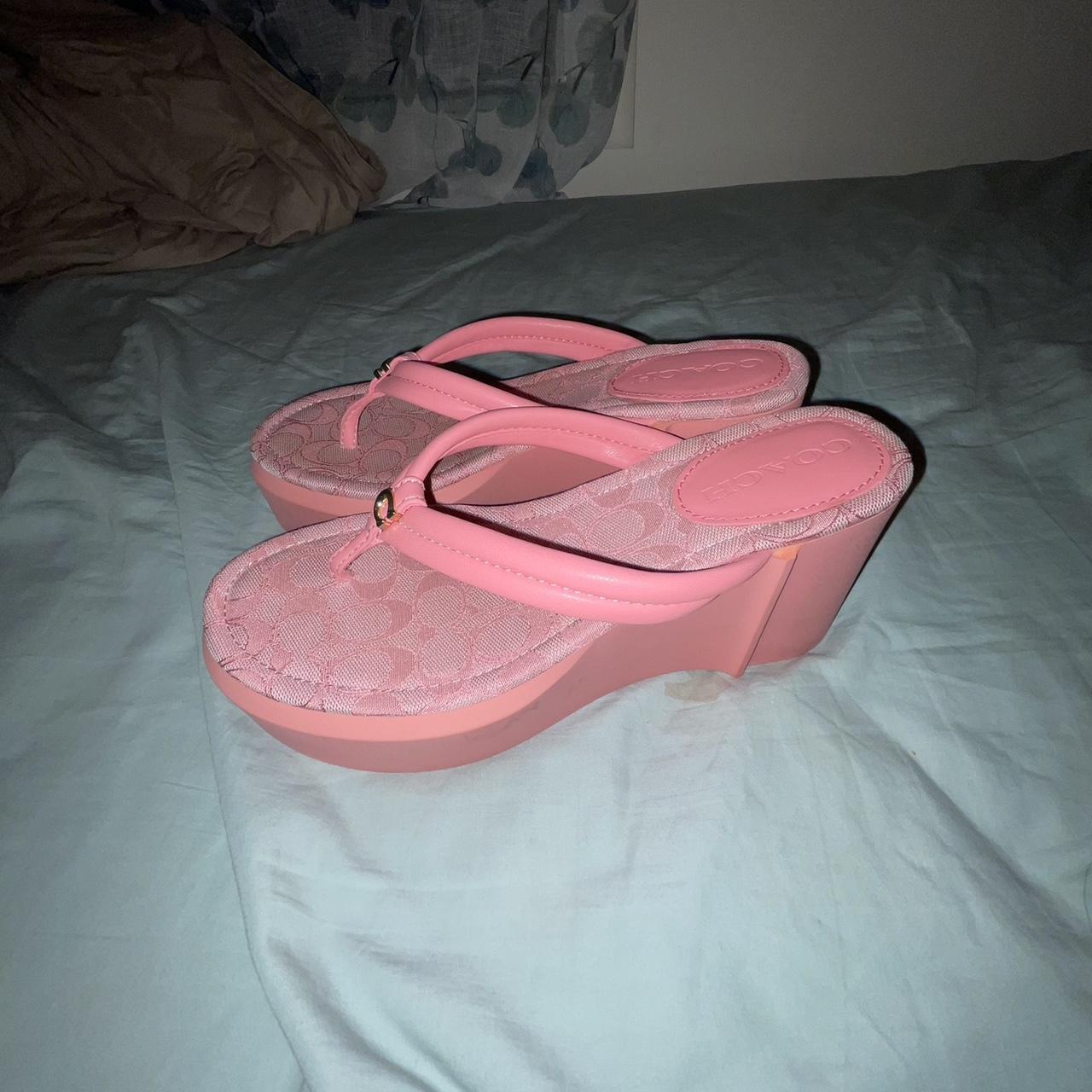 Pink coach hot sale flip flops