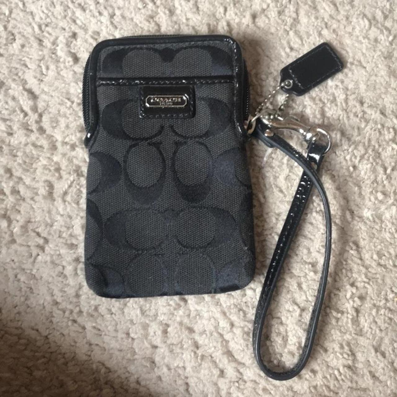 Coach black store wristlet wallet cellphone holder bag