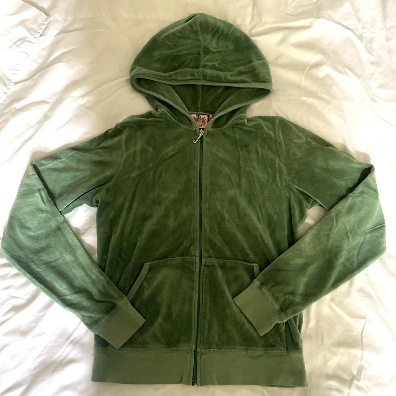 army green juicy couture zip up marked a size L but... - Depop
