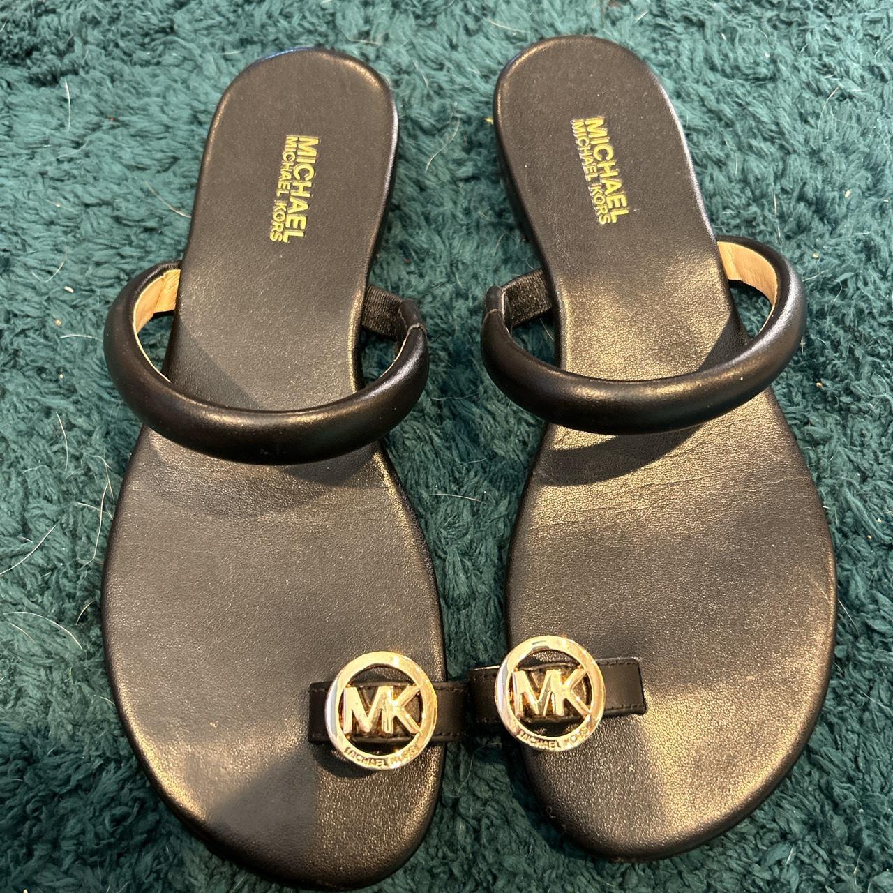 Michael kors black on sale and gold slides