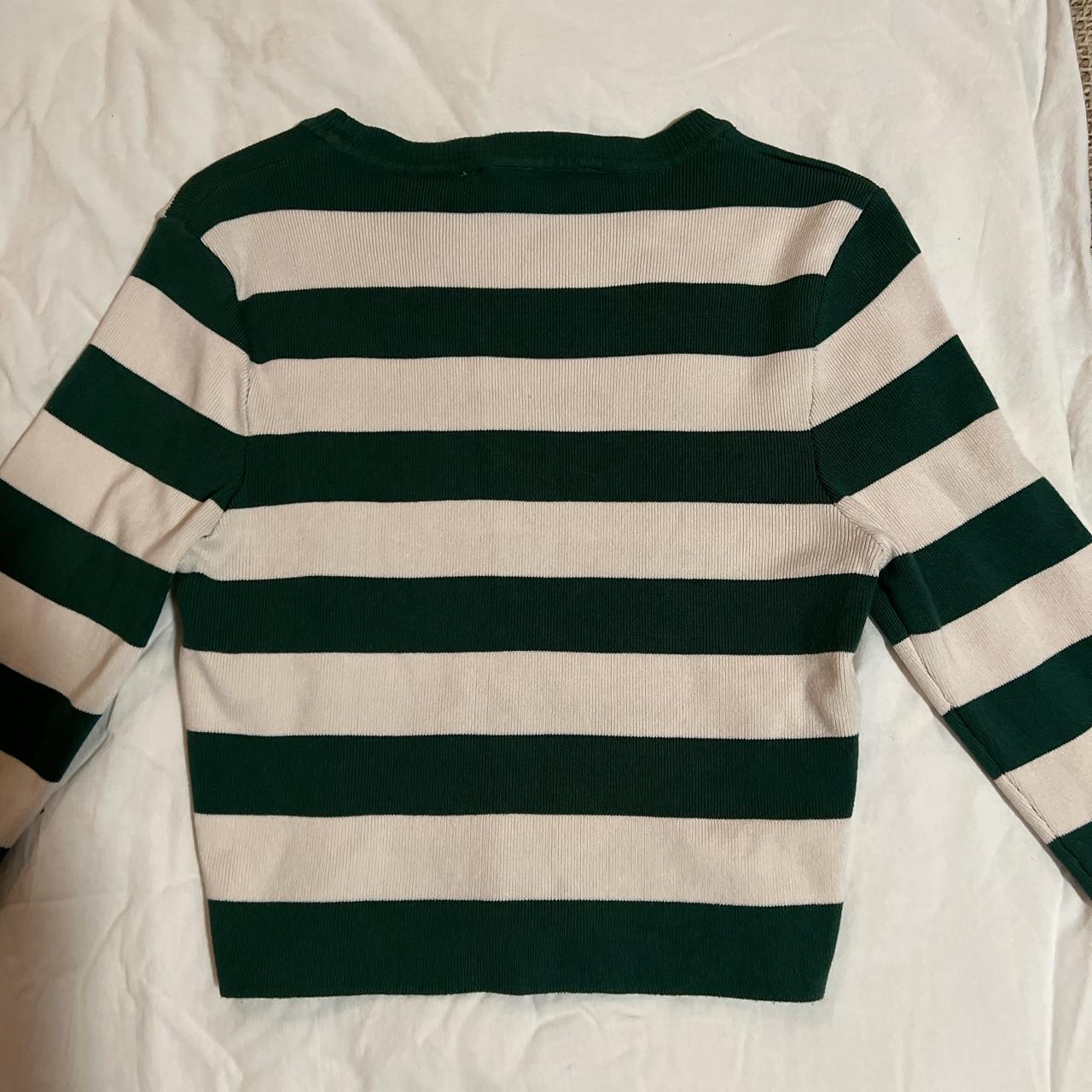 adorable green stripped zara sweater long sleeve... Depop
