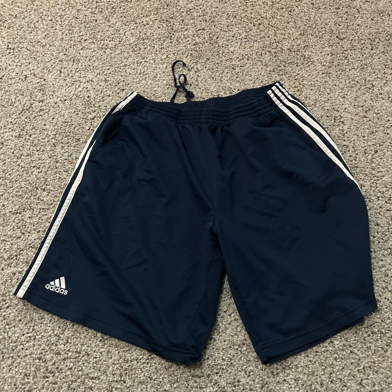 navy blue addidas shorts - Depop