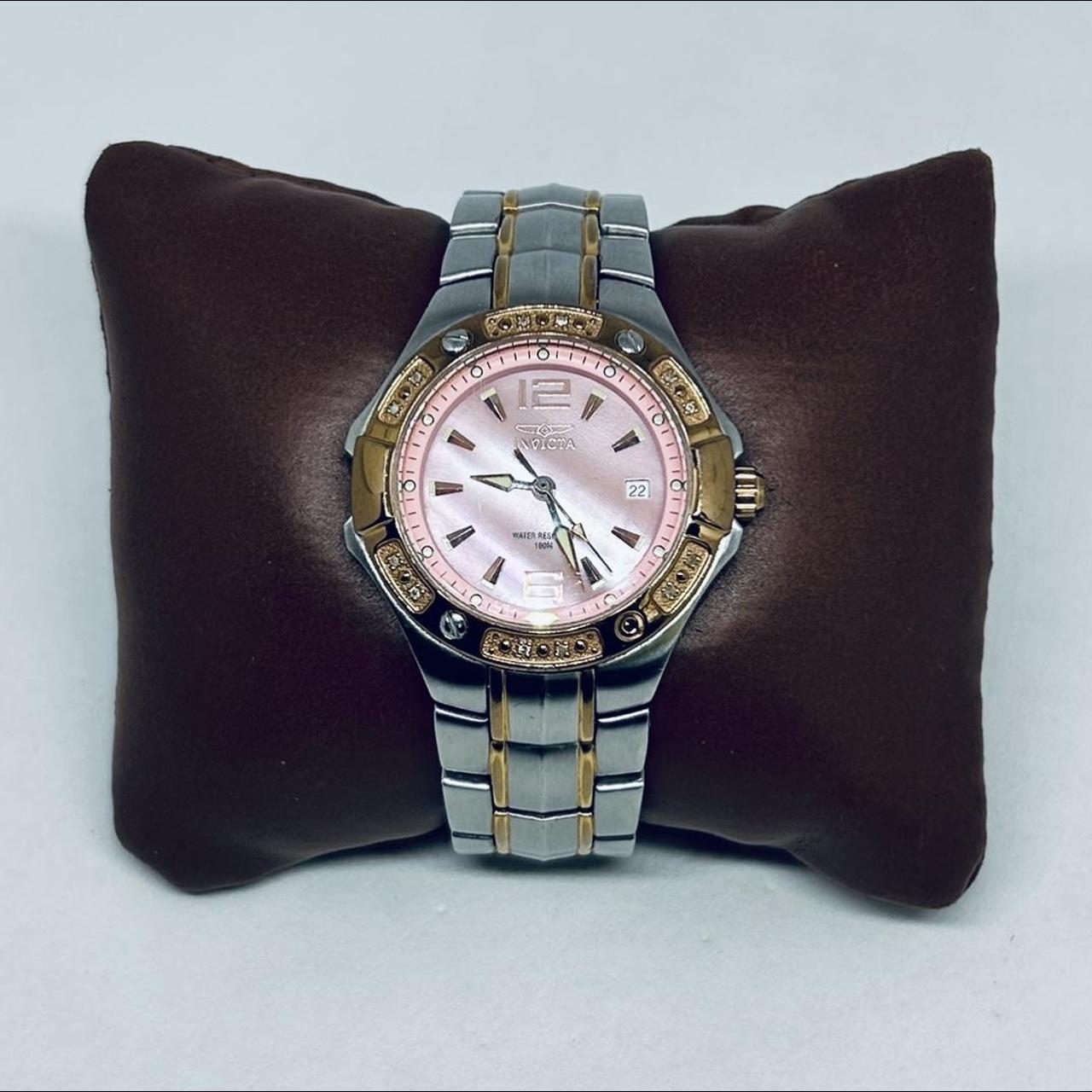 Invicta women’s silver dial pink leather watch outlet