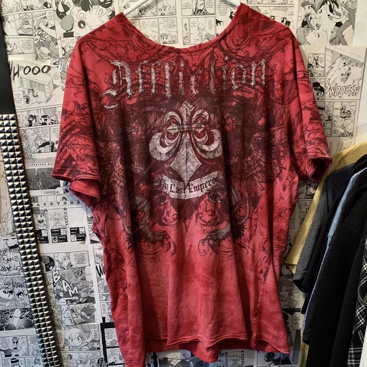 affliction cross back baggy shirt (barley wore it) - Depop