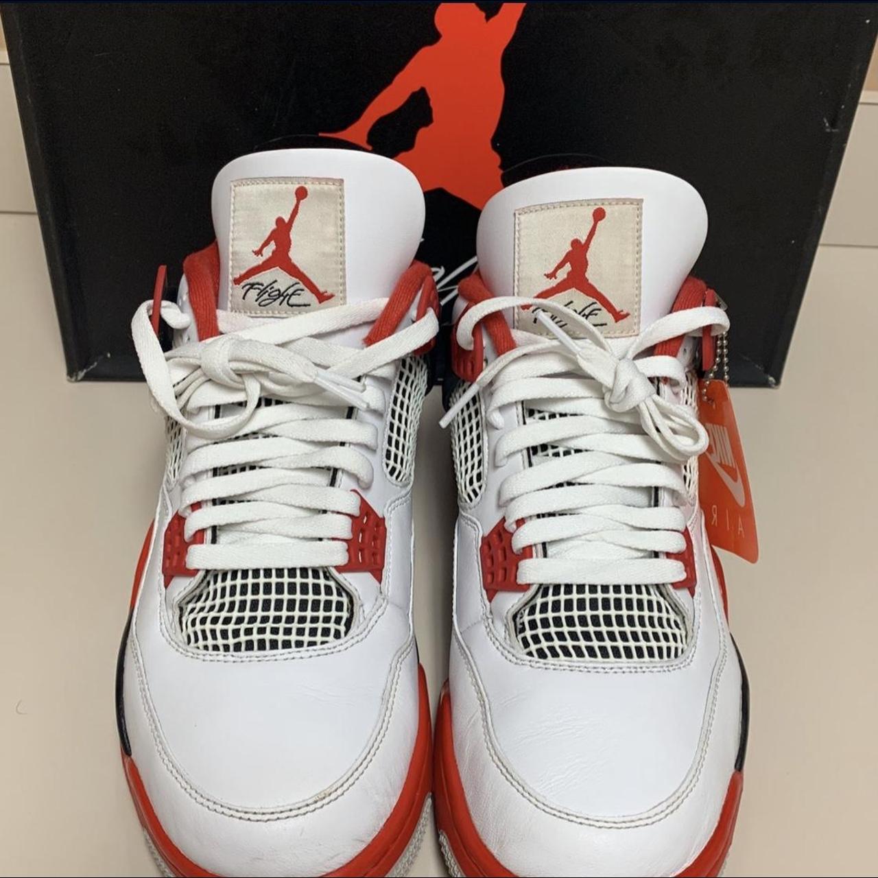 Size 8, jordan 4 fire reds, used - Depop