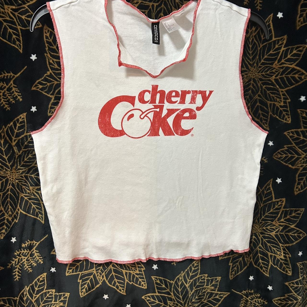 Cherry coke coca-cola cropped tank top/cami crop top... - Depop