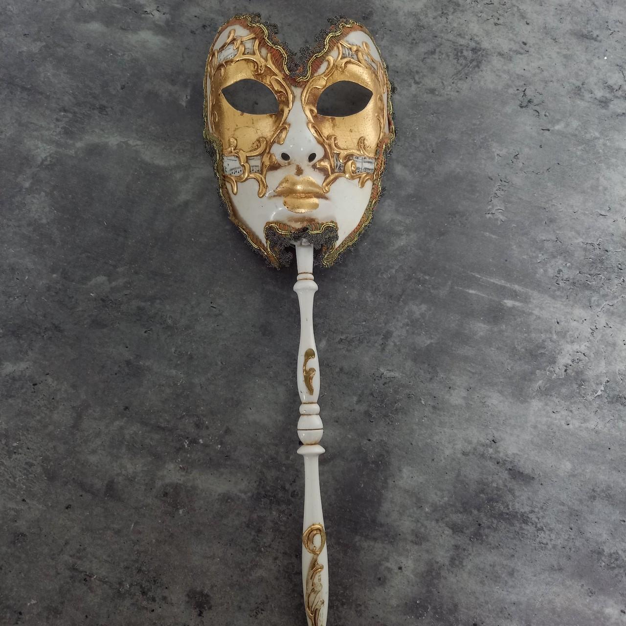 Authentic Venitian Mask ~ Mozart white & gold with... - Depop