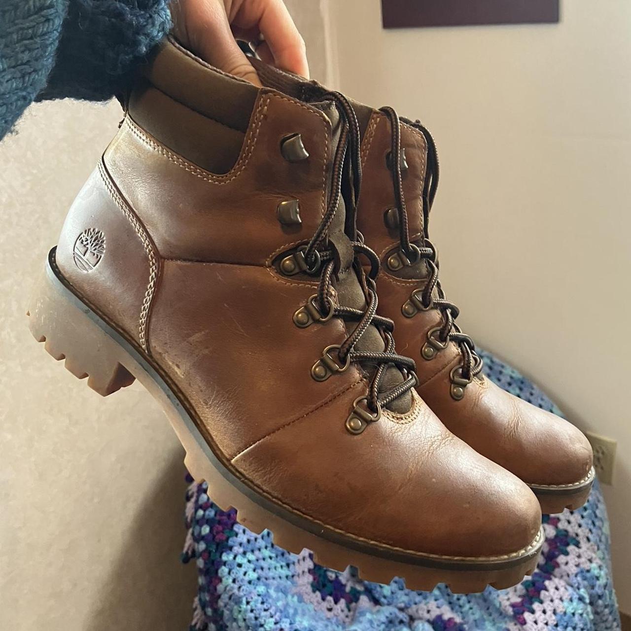 Leather timberlands! Old school style - Depop