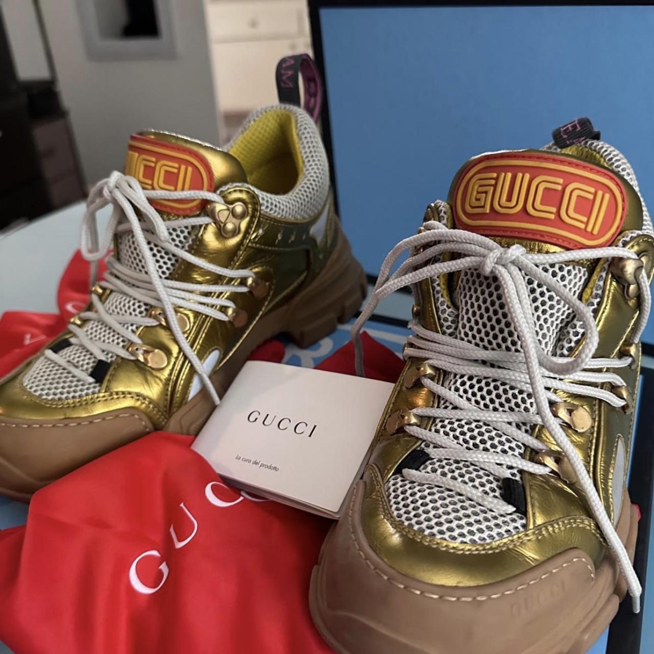 Gold hot sale gucci trainers