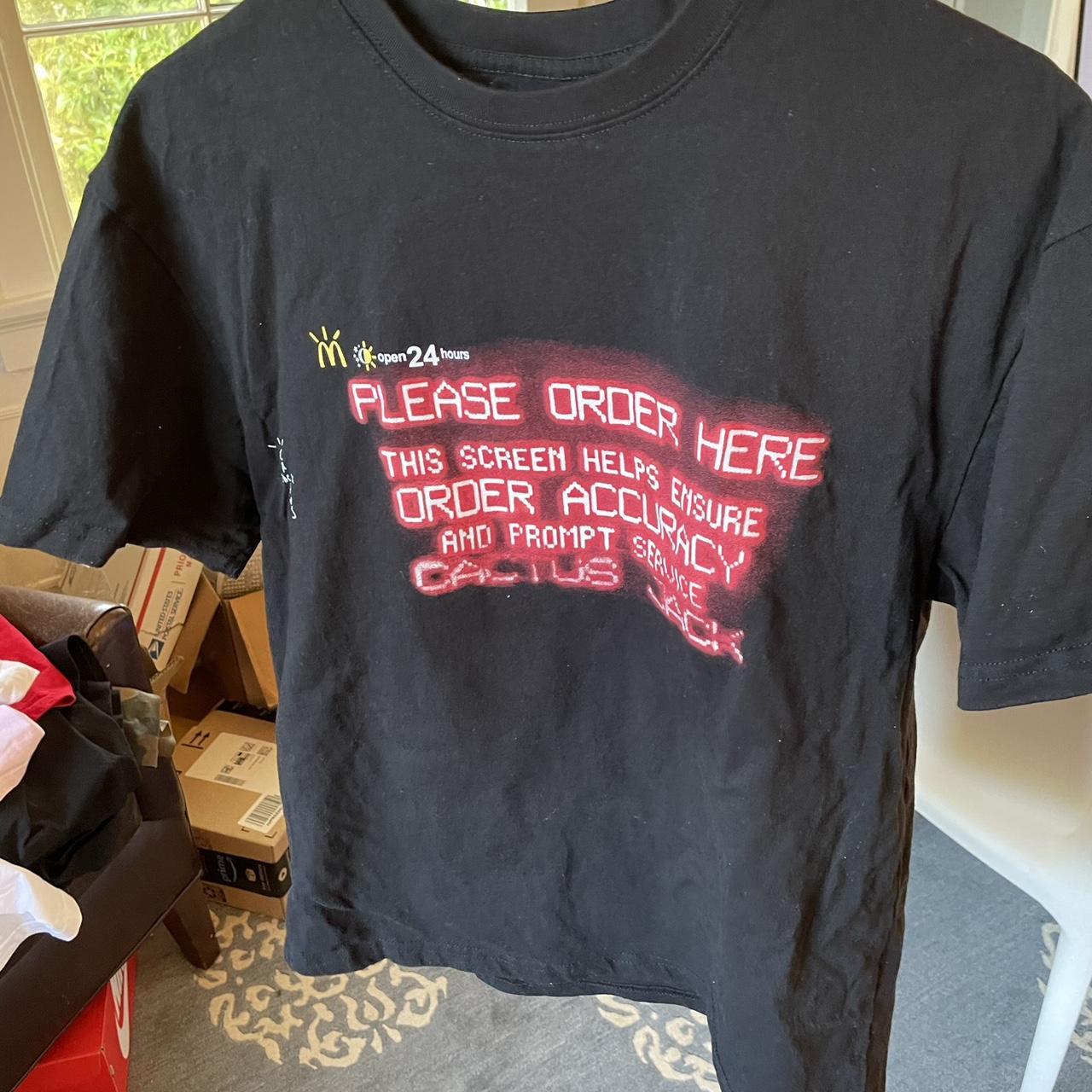 人気話題コラボ！Travis Scott McDonald's Order Here Tee Black Buy Cactus Jack by Travis Scott x McDonald's Order Here T