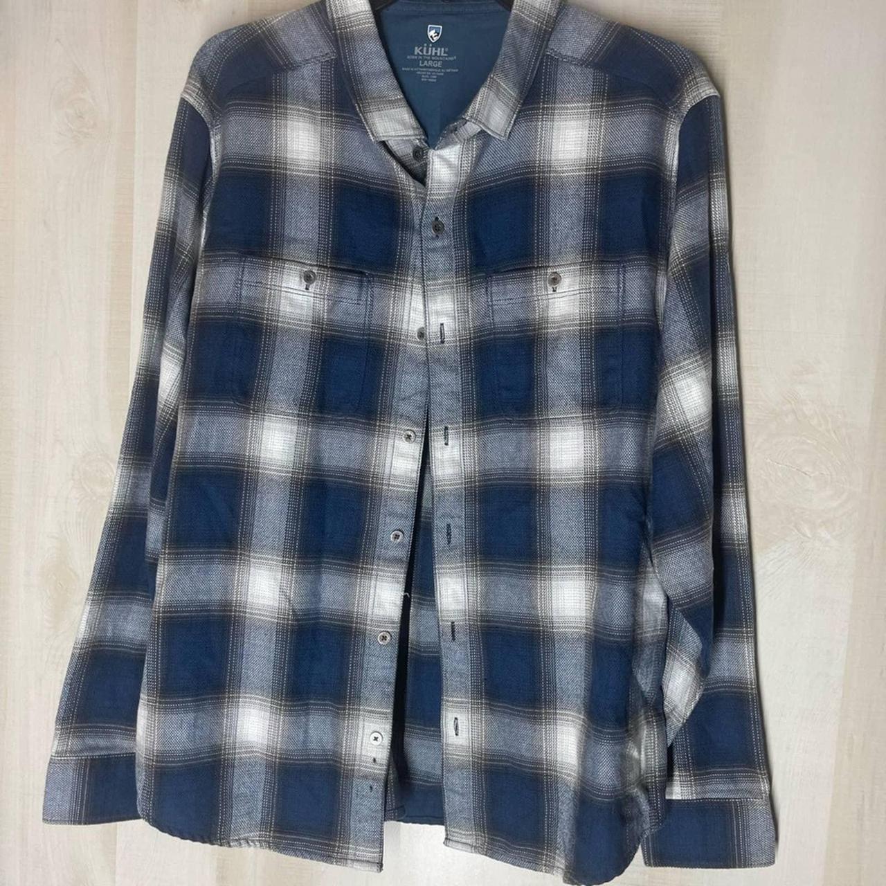 Kuhl shirt Blue plaid Long sleeve Size large Depop