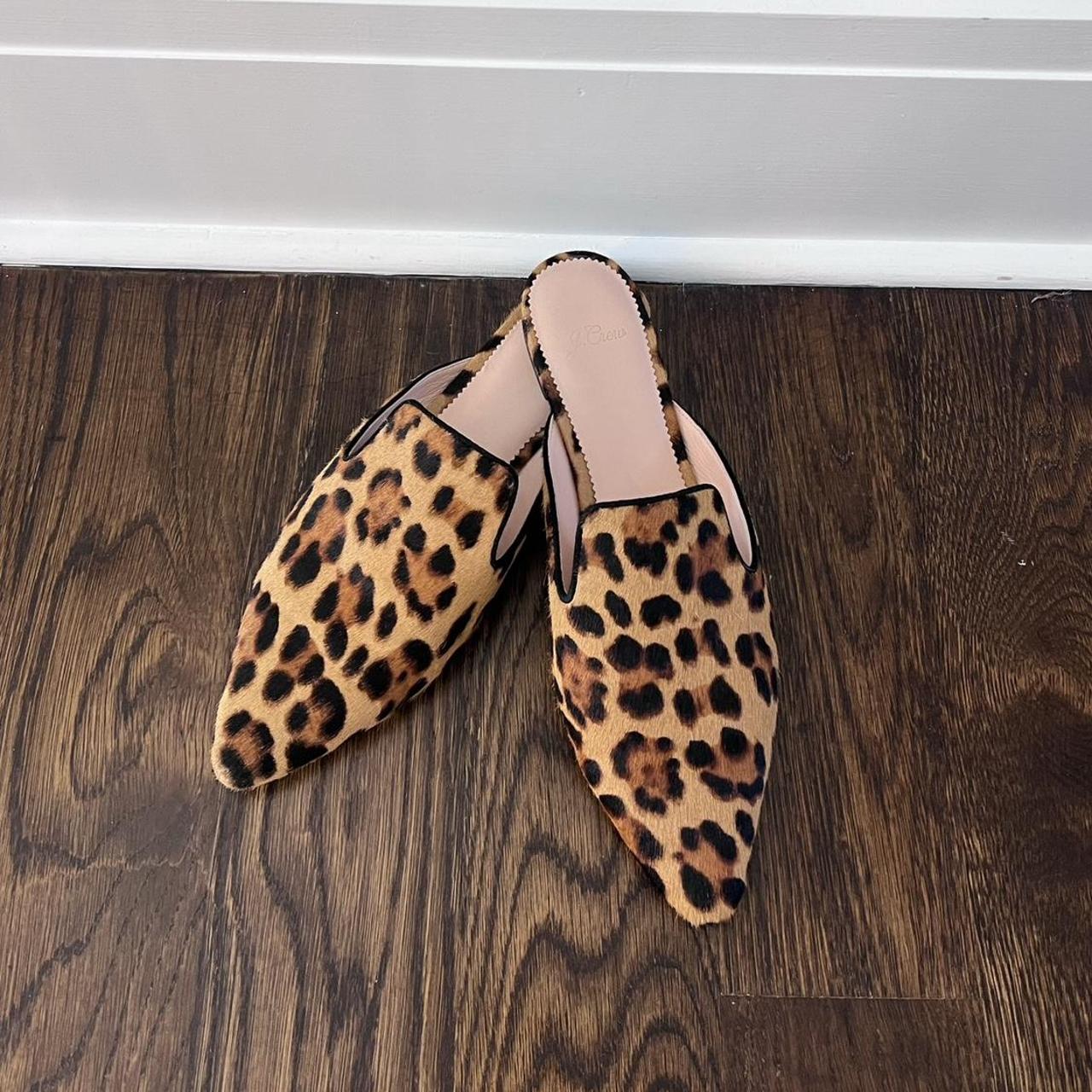 Jcrew pointed toe slide mule in leopard Depop