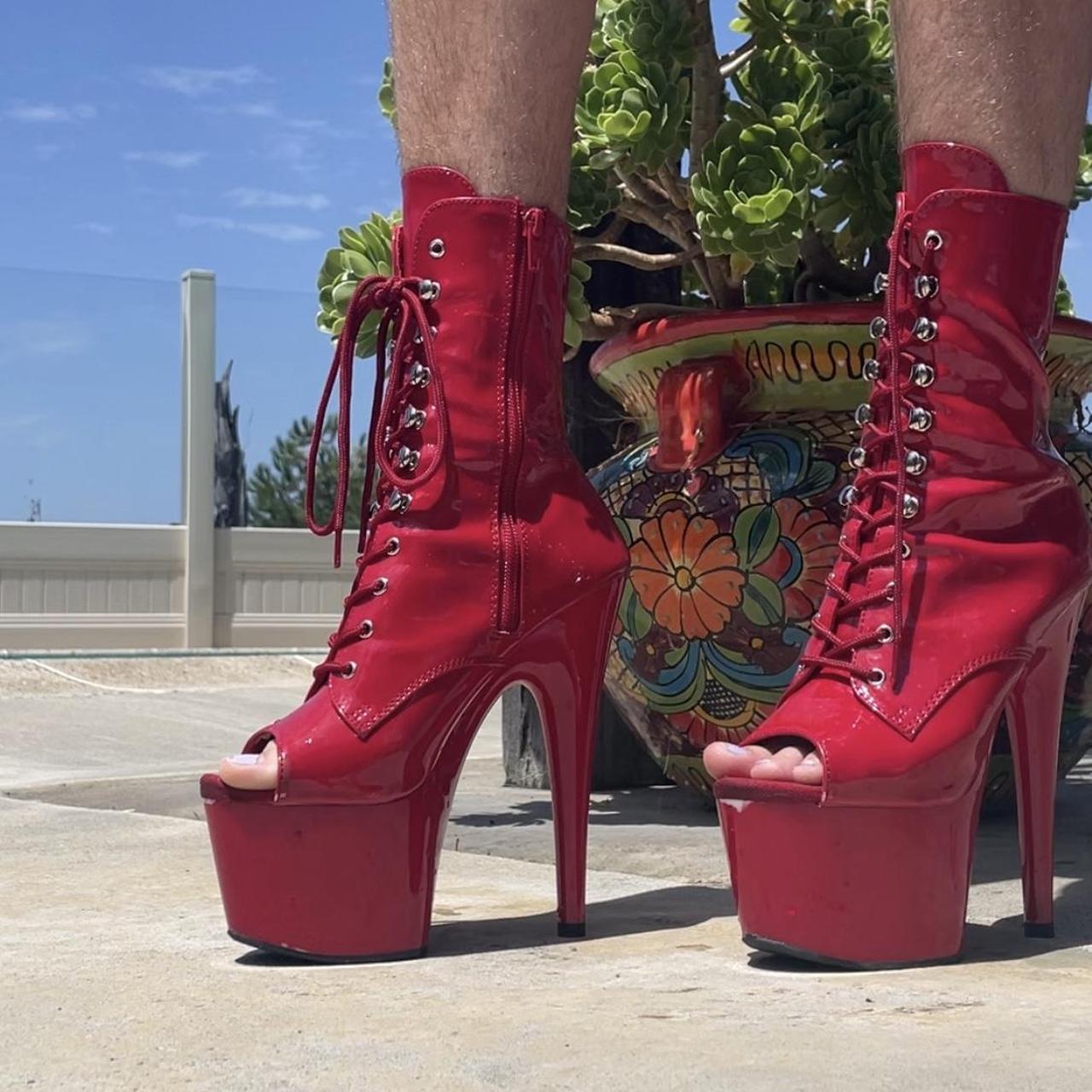 pleaser heels red