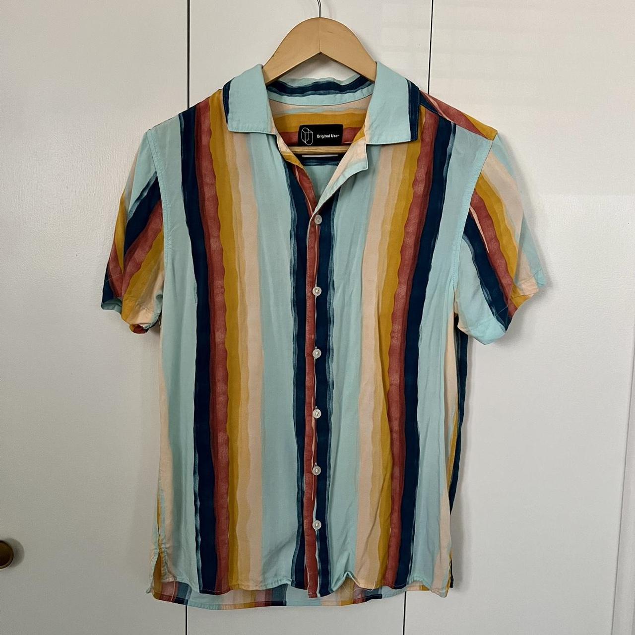Striped Button Up Can fit a women’s small or medium - Depop
