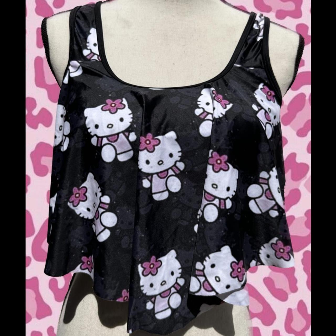 Hello Kitty Bathing Suit top - black padded bathing... - Depop