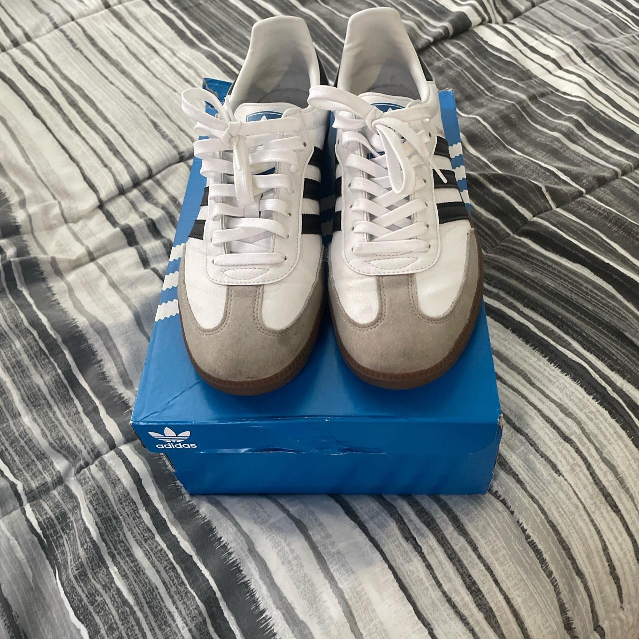 White Vegan Samba Used Box - Depop