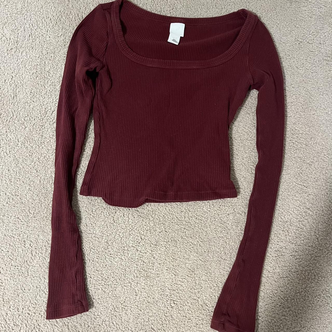 small h and m long sleeve, never worn #h&m #maroon - Depop