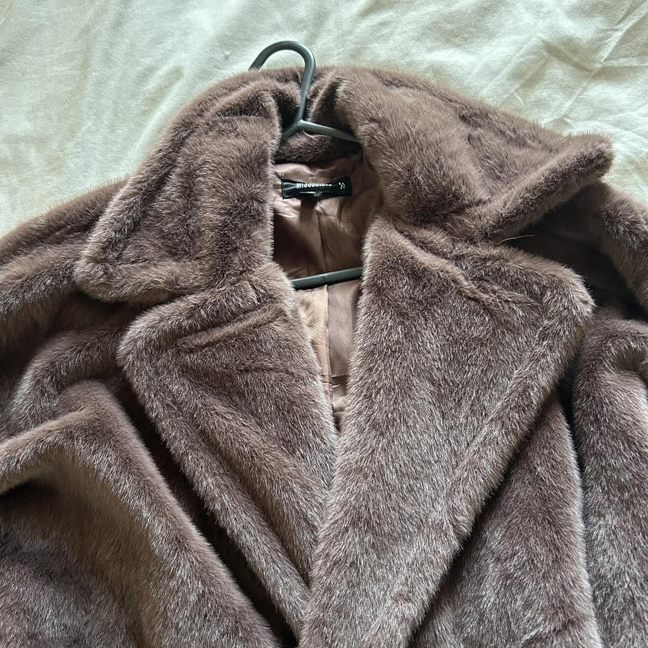 MISSGUIDED - Chocolate Brown Fur Faux Coat Never... - Depop