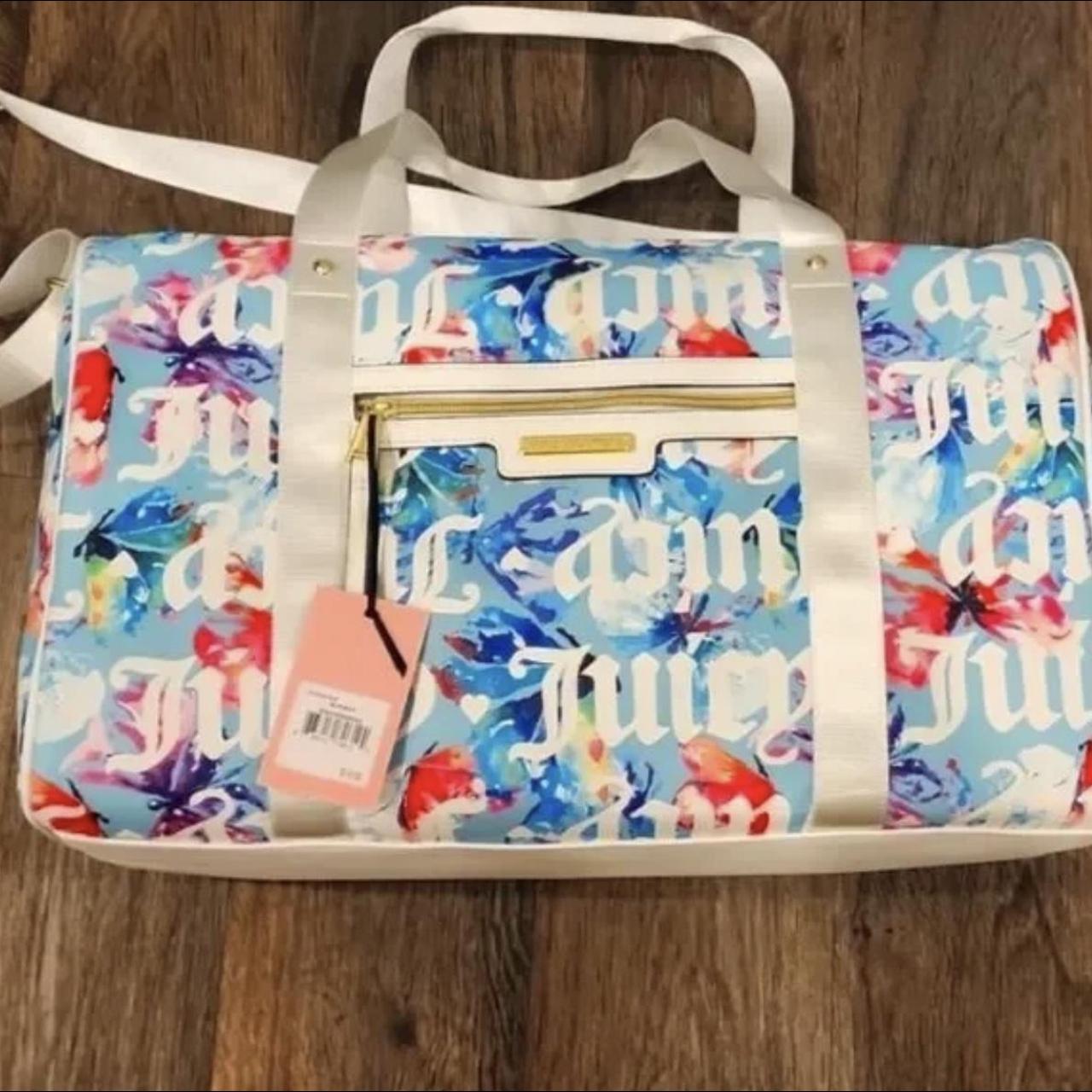 New Juicy Couture Blue Multi Rosie Weekender authentic Bag