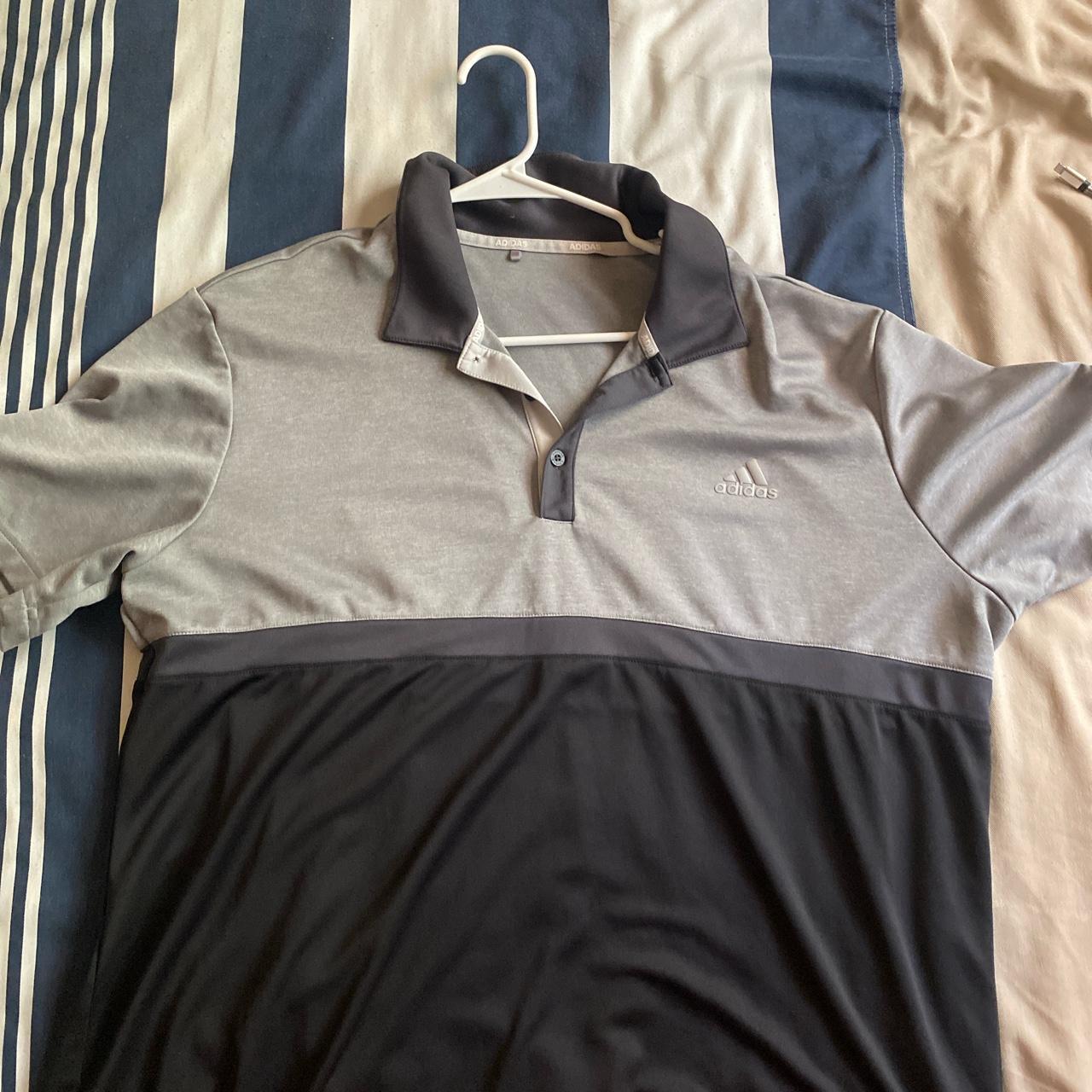 Large grey/black adidas golf polo - Depop