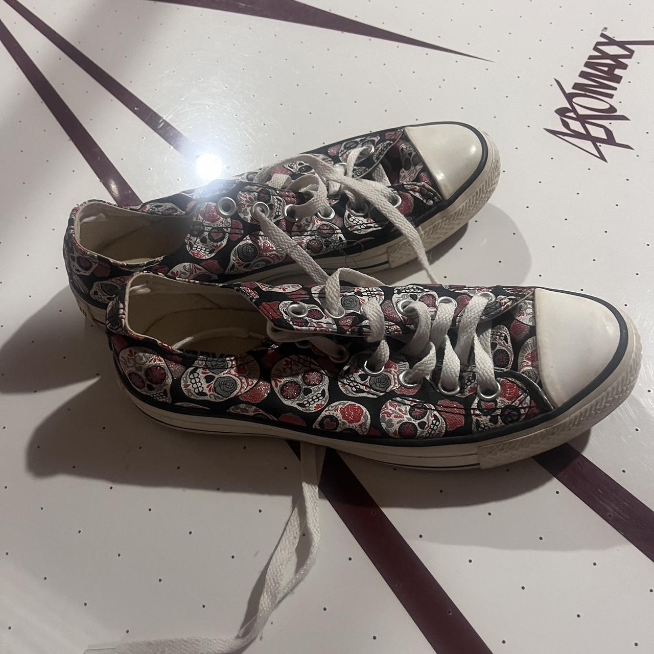 Converse Chuck Taylor All Star Lows with skulls. Depop