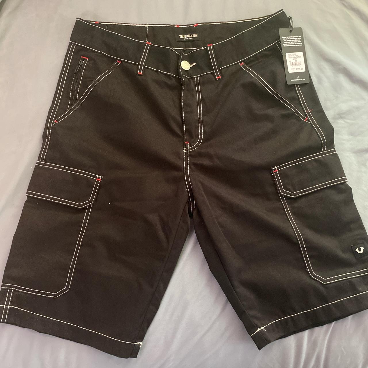 true religion cargo shorts jorts brand new... - Depop