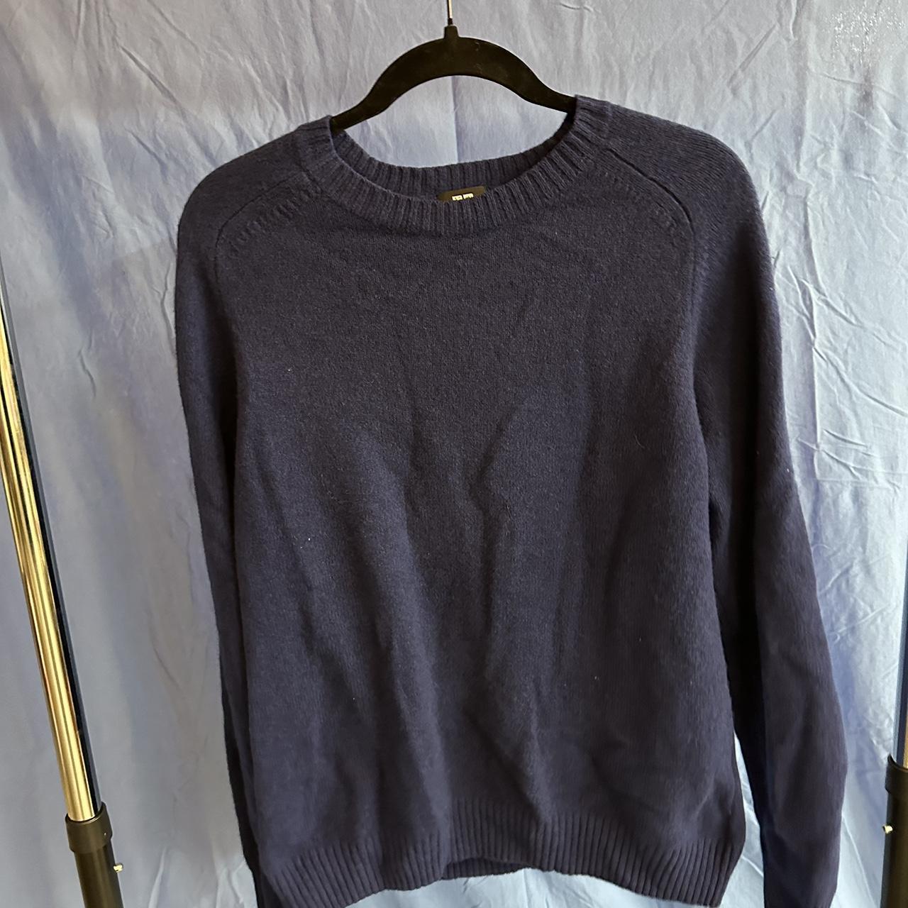 sz large navy Uniqlo sweater shrunk and is closer... - Depop