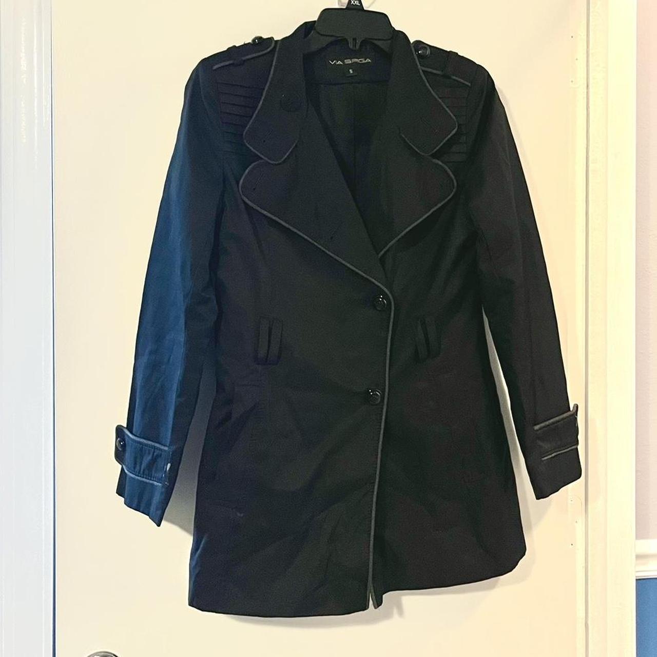 Black trench coat (?) not like a typical trench coat... - Depop