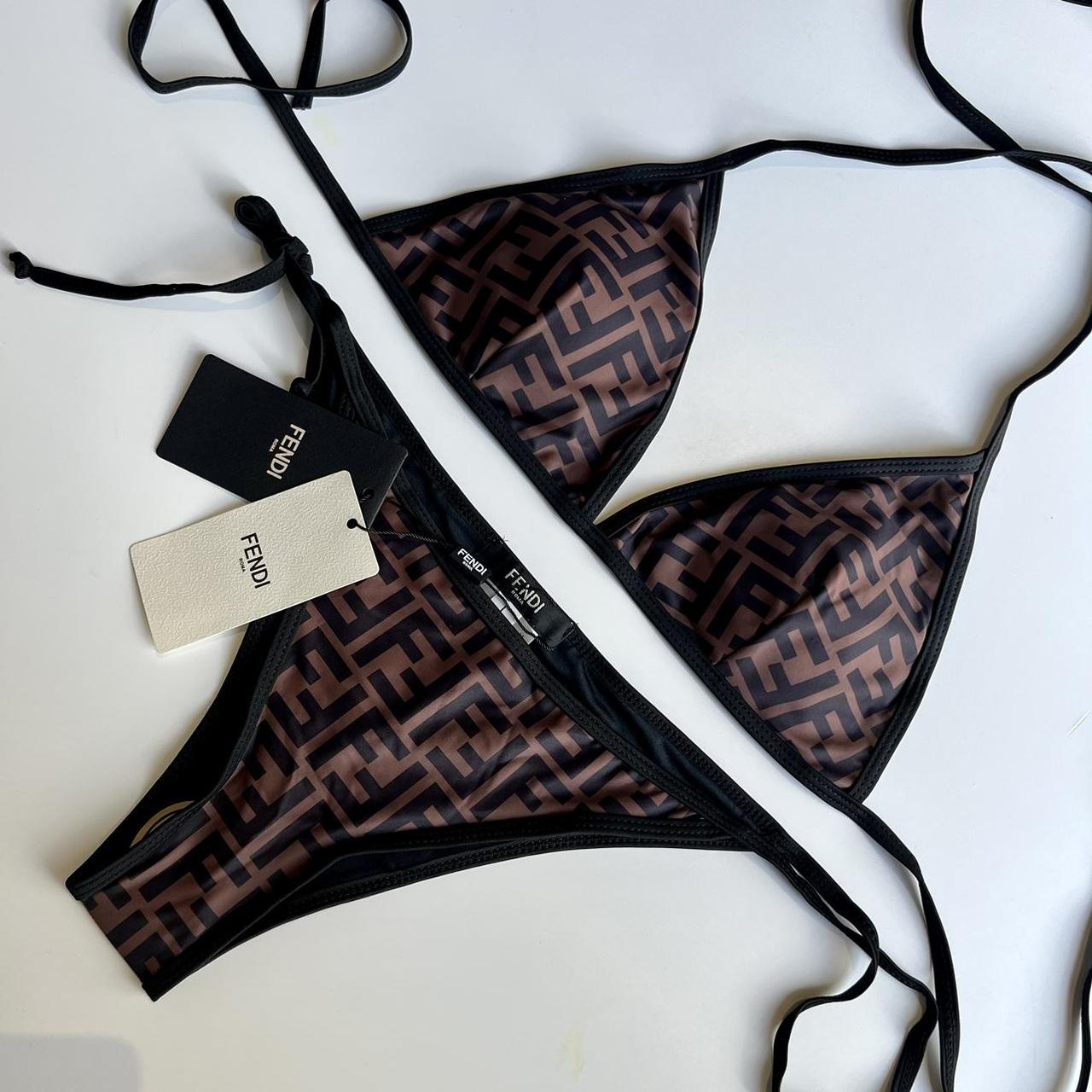 Fendi Black Lycra Bikini Set Top: adjustable... - Depop