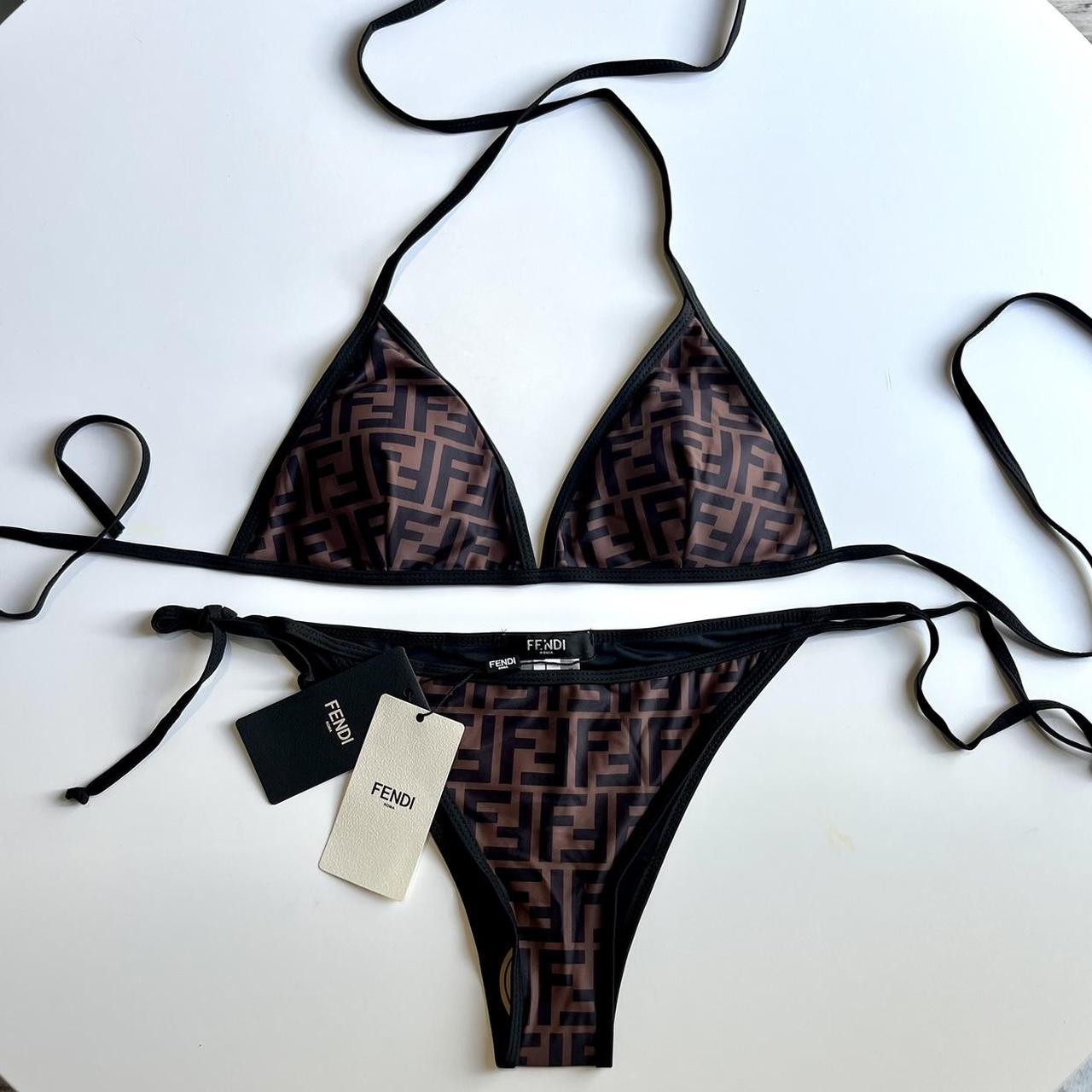 Fendi Black Lycra Bikini Set Top: adjustable... - Depop