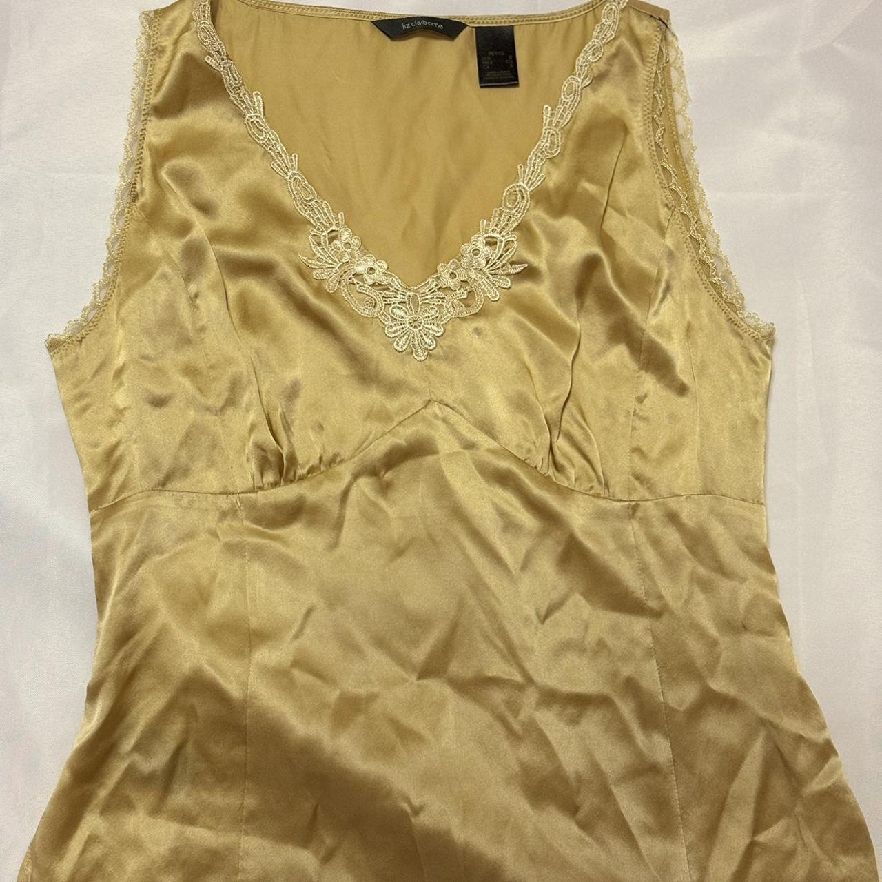 Liz Claiborne Yellow Lace Tank Top Size S... - Depop