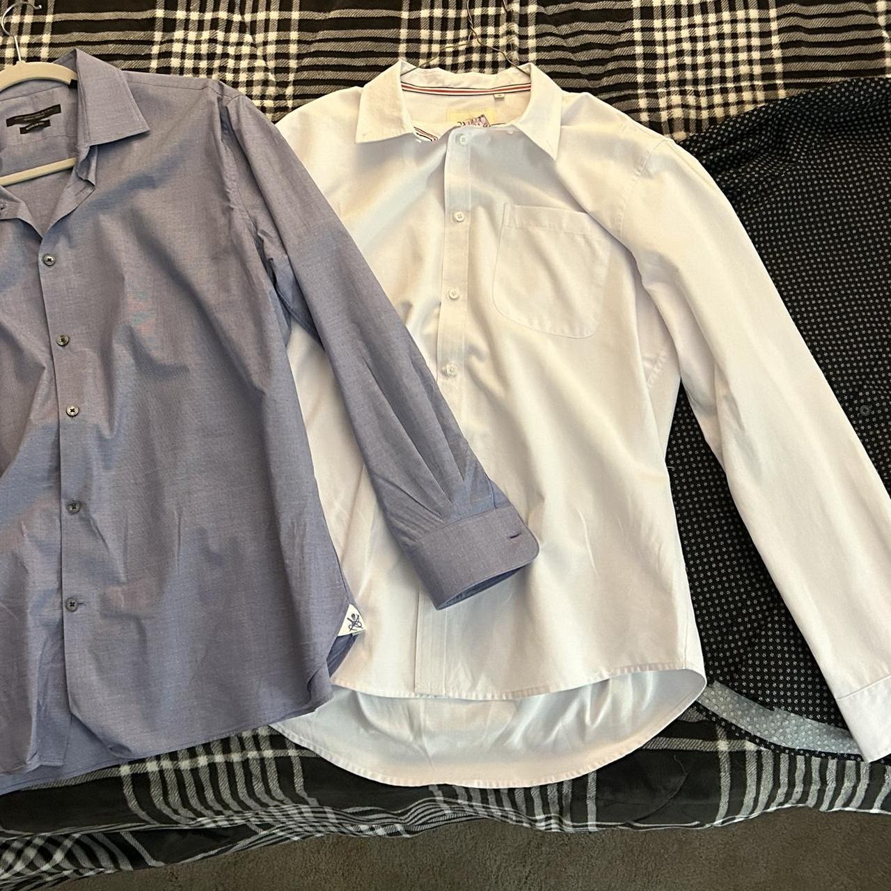 3 button up shirts - 1 white, 1 blue, and 1 black... - Depop